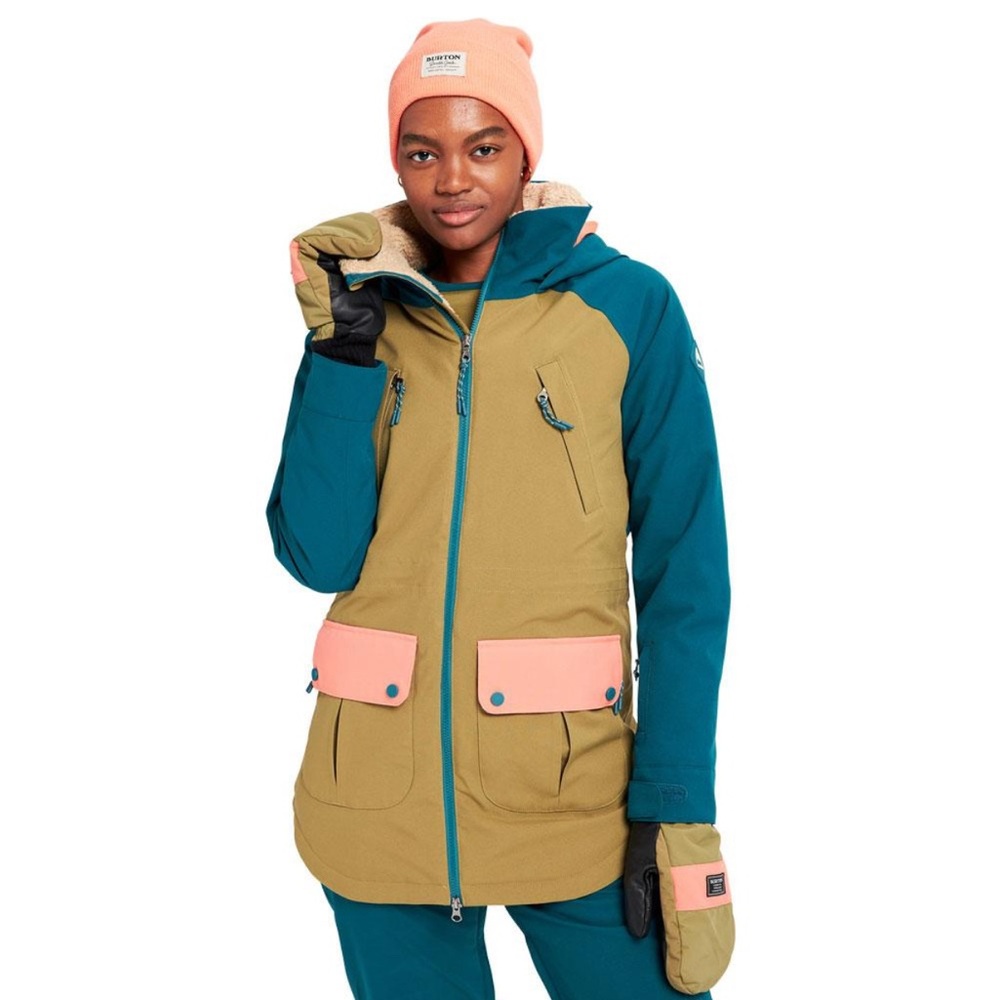 Burton Prowess Jacket in Shaded Spruce / Martini Olive / Persimmon. Size Small